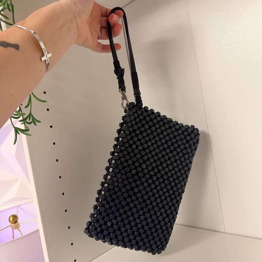 The sak black beaded clutch
